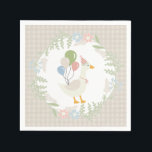Beige Silly Goose Floral Gingham Paper Napkin<br><div class="desc">A silly goose is almost on the loose. This Silly Goose Party Decor Collection is perfect for celebrating your sweet little girl! Featuring an adorable silly goose, pastel florals, and soft gingham patterns, this collection is perfect for adding a touch of playful elegance to any party. Whether it’s for a...</div>