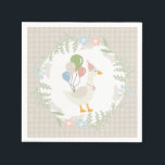 Beige Silly Goose Floral Gingham Paper Napkin<br><div class="desc">A silly goose is almost on the loose. This Silly Goose Party Decor Collection is perfect for celebrating your sweet little girl! Featuring an adorable silly goose, pastel florals, and soft gingham patterns, this collection is perfect for adding a touch of playful elegance to any party. Whether it’s for a...</div>