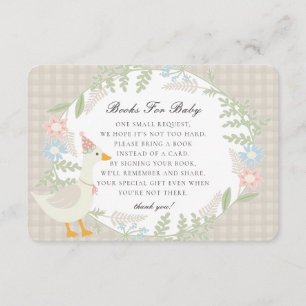Beige Silly Goose Gingham Floral Books for Baby Enclosure Card