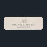 Beige Simple Botanical Wedding Cigar Band<br><div class="desc">This simple elegant label design has been created to use as a custom cigar band for a wedding, anniversary or engagement party. It has an autumn beige background with elegant charcoal grey text template to personalize with the Bride and Groom's names and their wedding date. A simple botanical leafy branch...</div>