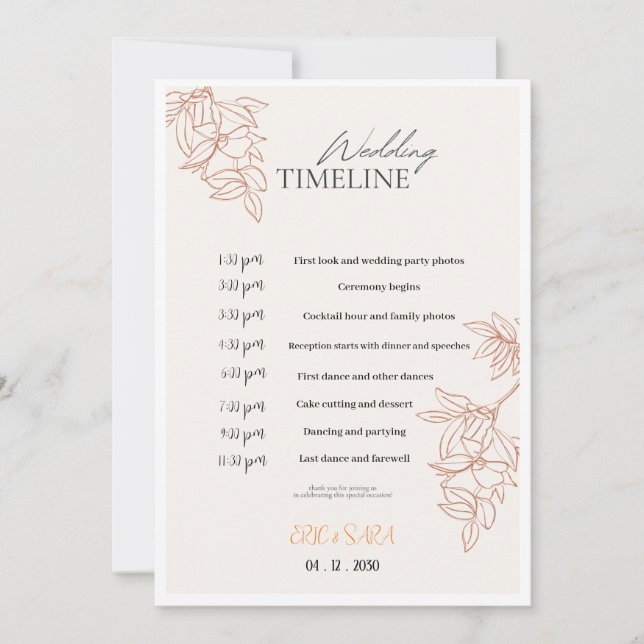 Beige & Simple Élégant Programme de Mariage Minima (Devant)