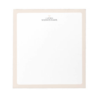 Beige | Simple Heart Personalized Notepad
