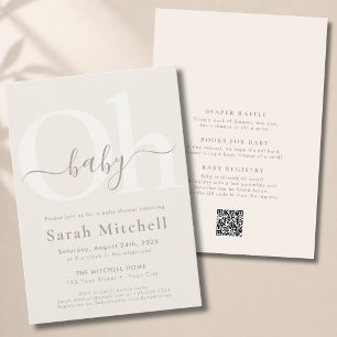 Beige Simple Modern Neutral Baby Shower All In One Invitation
