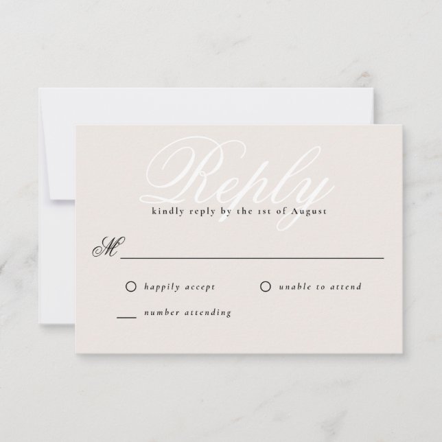 Beige Simple Moderne Élégant Mini Monogramme RSVP (Devant)