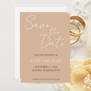 Beige Simple Style Wedding Save The Date