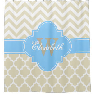 Beige Sky Blue White Moroccan #5 Chevron 1IQRN