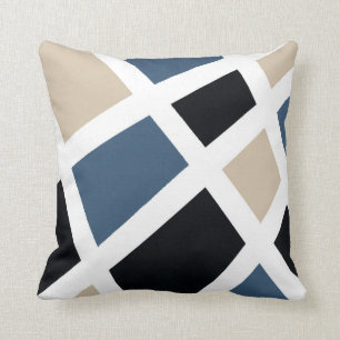 Beige Slate Black White Geometric Throw Pillow