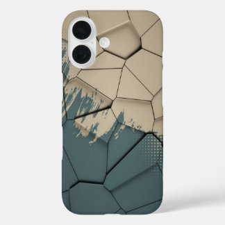 Beige & Slate Blue Worn Texture Geometric Phone Ca iPhone 16 Case