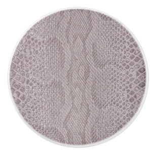 Beige Snakeskin Print Ceramic Knob