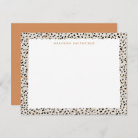 Beige Snow Leopard Print Personal Stationery Card