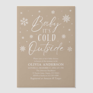 Beige Snowflake Baby It's Cold Outside Baby Shower Vellum Invitations