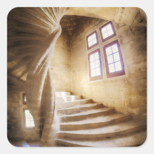 Beige spirl staircase, France Square Sticker