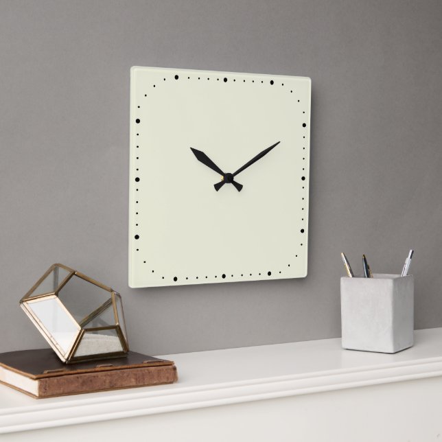 Beige Square Wall Clock With Without Numbers (Office)