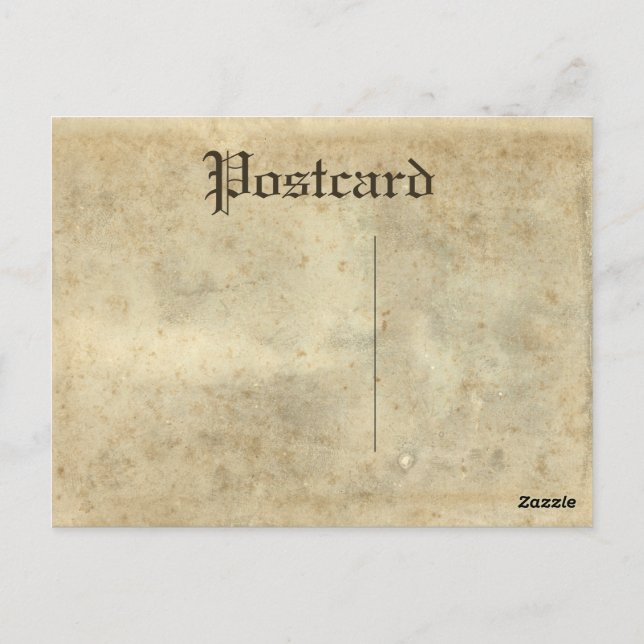 Beige Stained Vintage Aged Paper Postcard (Back)