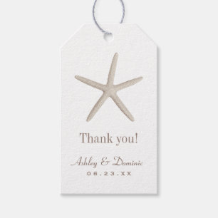 Beige Starfish Beach Thank You Monogram Favour Gift Tags