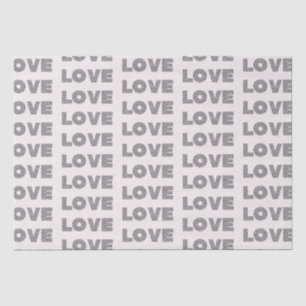 Beige Stone Silver Glitter Love Tissue Paper