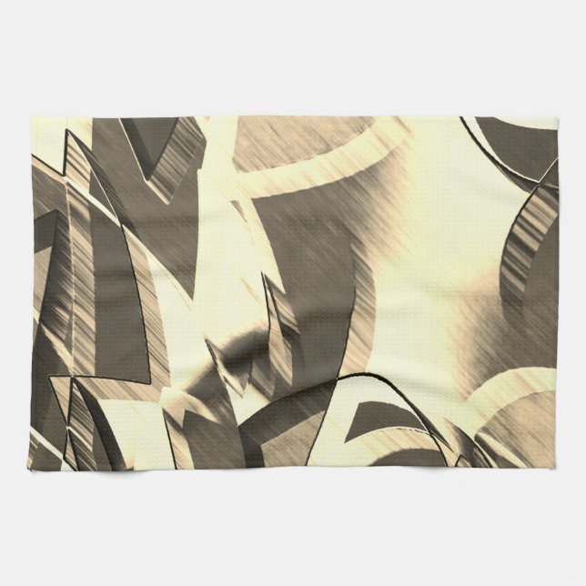 Beige streaks up some brown, drizzled image kitchen towel (Horizontal)