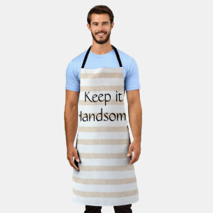 Beige Stripe All Over Print Apron Keep it Handsome