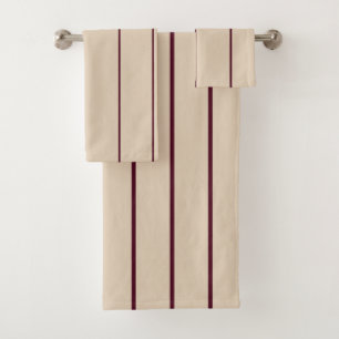 Beige Striped Bath Towel Set