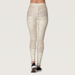 Beige Striped Leggings