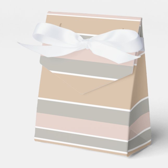 Beige stripes favor box (Front Side)
