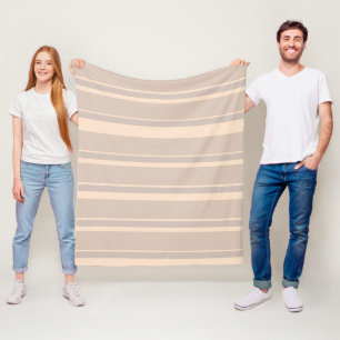 Beige Stripes Fleece Blanket