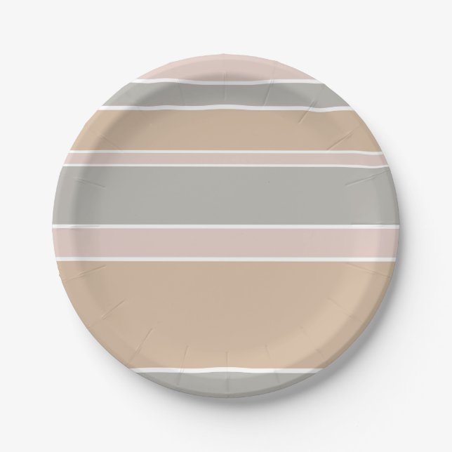 Beige stripes paper plate (Front)