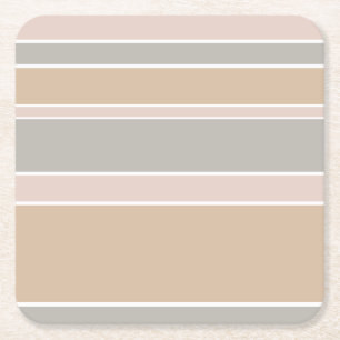 Beige stripes square paper coaster