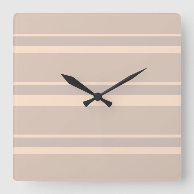 Beige Stripes Square Wall Clock (Front)