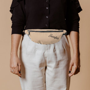 Beige Stylized Bridesmaid Name Fanny Pack