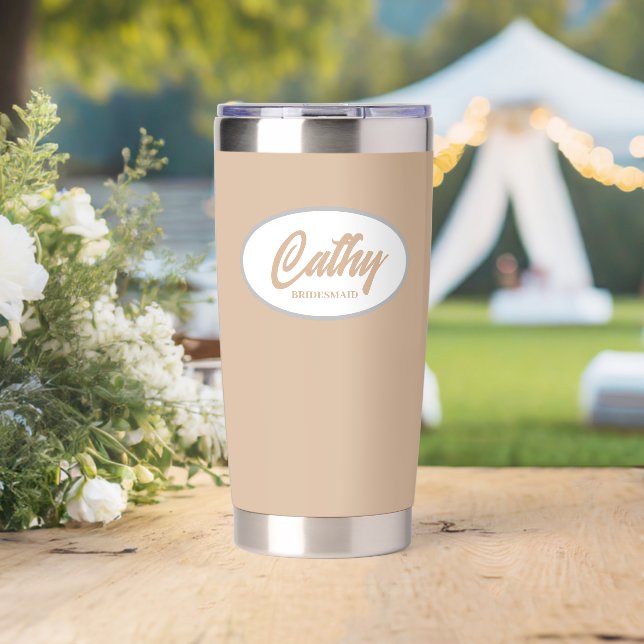 Beige Stylized Wedding Bridesmaid Insulated Tumbler (Wedding (Rotated))