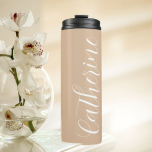 Beige Stylized Wedding Bridesmaid Thermal Tumbler