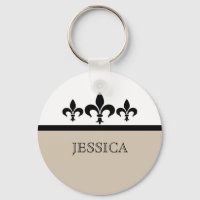 Beige Swanky Fleur De Lis Keychain