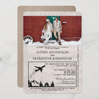 Beige Sweden Passport Wedding Invitation