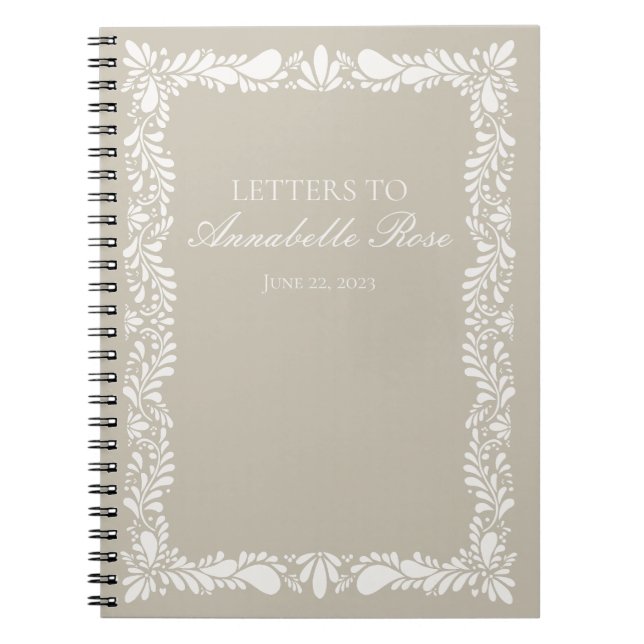 Beige Talaver Tile Fiesta Letters to Birthday Girl Notebook (Front)