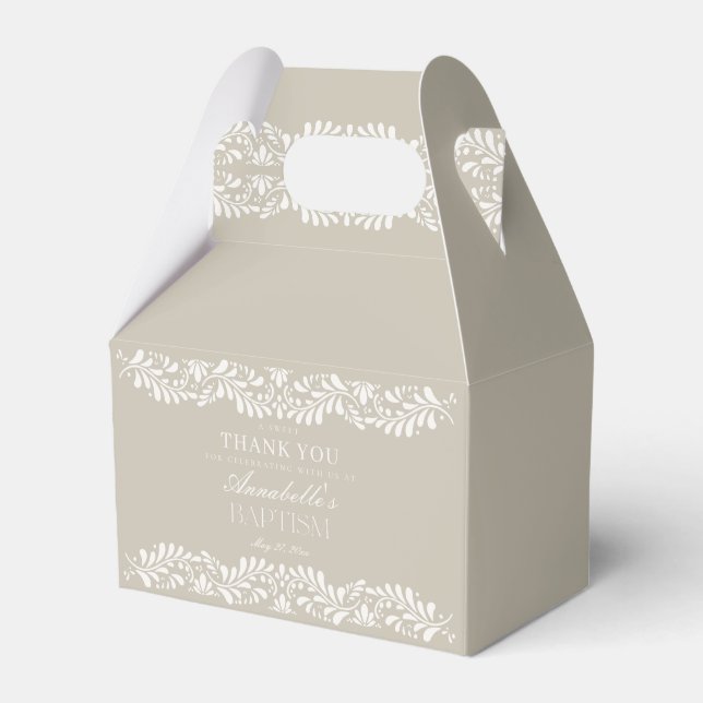 Beige Talavera Tile Fiesta Baptism Dessert Favor Box (Front Side)