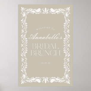 Beige Talavera Tile Fiesta Bridal Brunch Welcome Poster