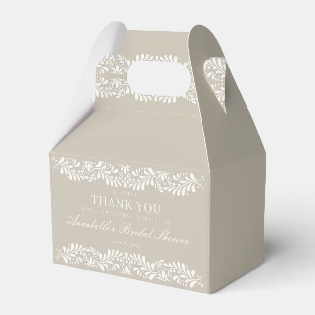 Beige Talavera Tile Fiesta Bridal Shower Dessert Favor Box (Front Side)