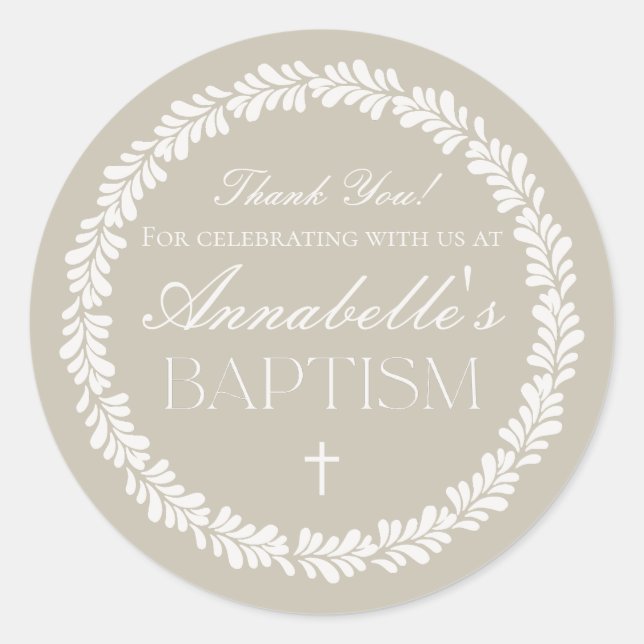 Beige Talavera Tile Spanish Fiesta Baptism Favour Classic Round Sticker (Front)