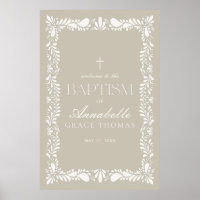 Beige Talavera Tile Spanish Fiesta Baptism Welcome