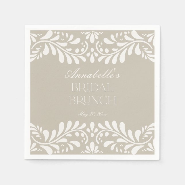 Beige Talavera Tile Spanish Fiesta Bridal Brunch Napkin (Front)