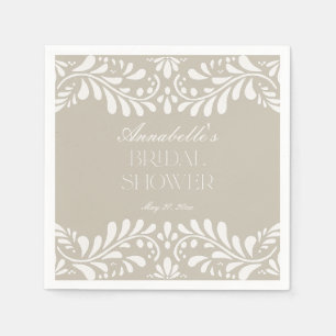 Beige Talavera Tile Spanish Fiesta Bridal Shower Napkin