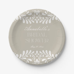 Beige Talavera Tile Spanish Fiesta Bridal Shower Paper Plate