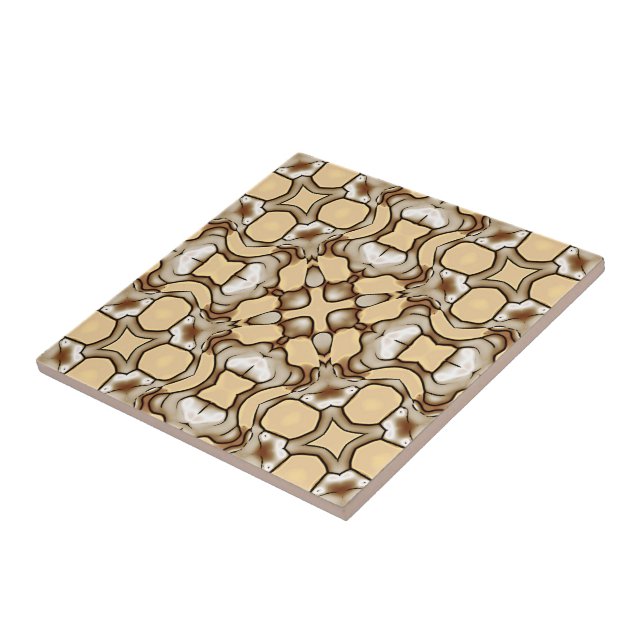 Beige Tan Brown Taupe Ivory Ethnic Tribe Art Tile (Side)