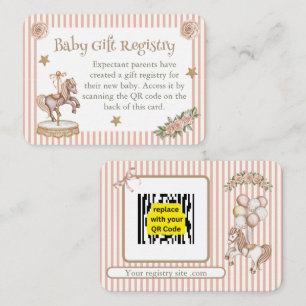 Beige/Tan Carousel Horse Gift Registry  Enclosure Card