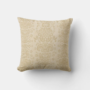 Beige Tan Neutral Damask Throw Pillow