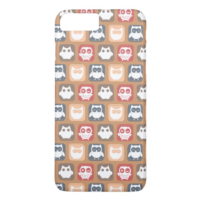 Beige Tan Owl Pattern Case-Mate iPhone Case (Back)