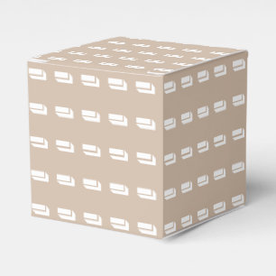 Beige tan white dash lines stripes pattern favor box