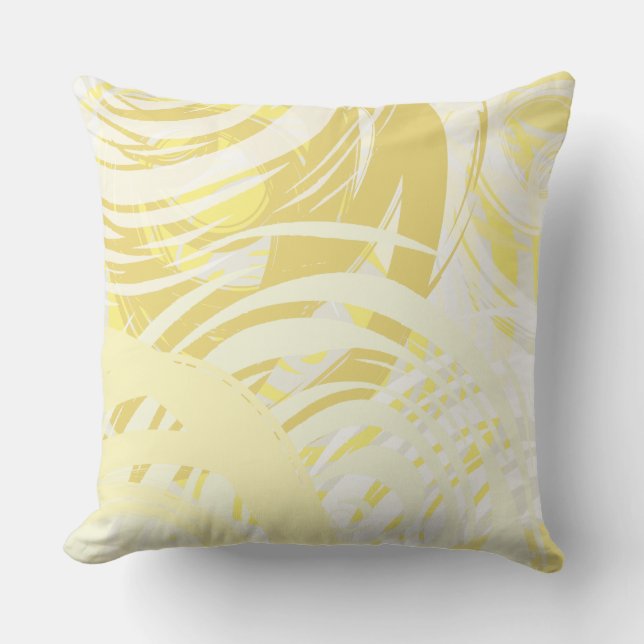 Beige Tan Yellow SPIRAL DESIGN Retro Throw Pillow (Front)