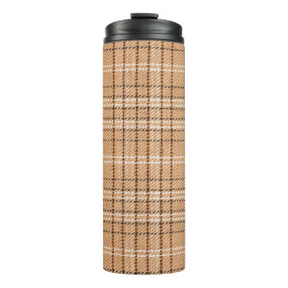 beige tartan background a checked plaid weave patt thermal tumbler